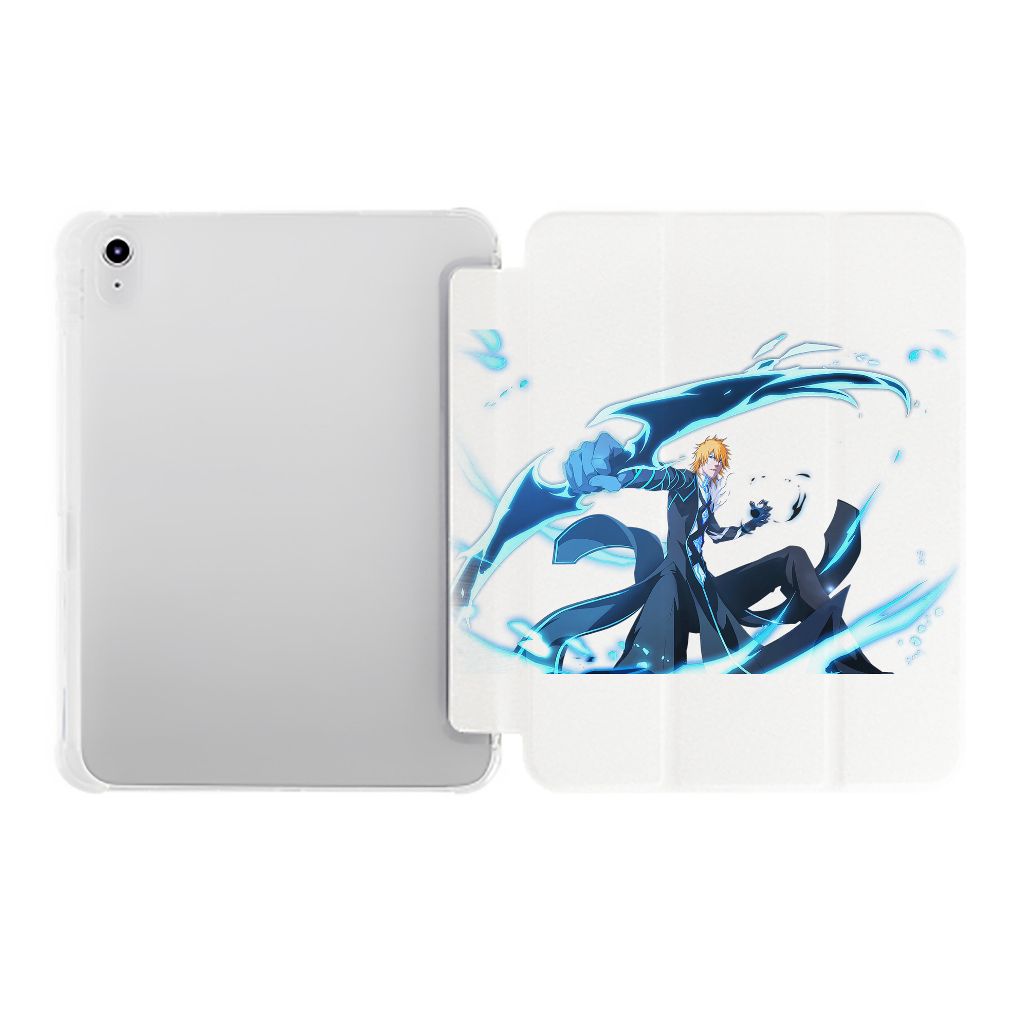 （画像用） ブリーチ 黒崎一護（くろさき いちご）BLEACH Kurosaki Ichigo IPad ケース ペン収納付き 三つ折りスタンド PUレザー×シリコン 対応機種9.5/10.5/10.9インチ